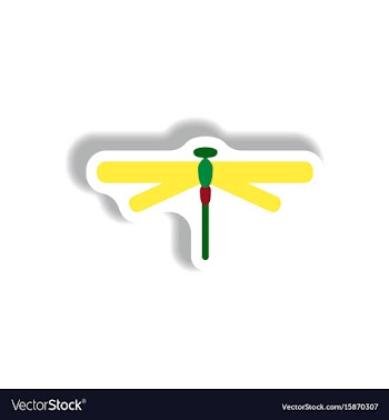 Stylish icon in paper sticker style dragonfly vector image