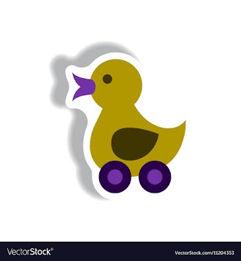 Stylish icon in paper sticker style duck toy vector image