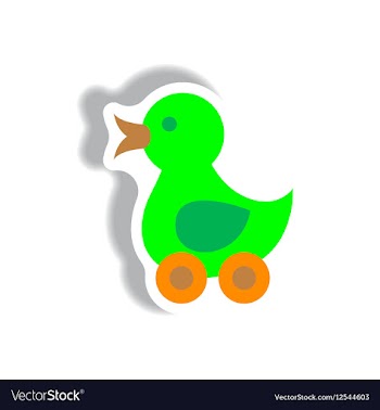Stylish icon in paper sticker style duck toy vector image