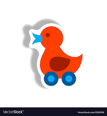Stylish icon in paper sticker style duck toy vector image