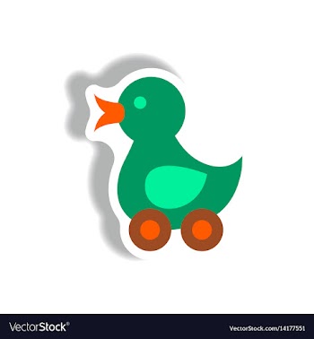 Stylish icon in paper sticker style duck toy vector image