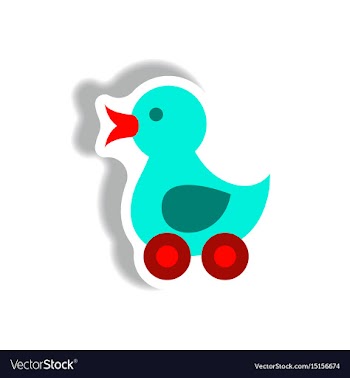 Stylish icon in paper sticker style duck toy vector image