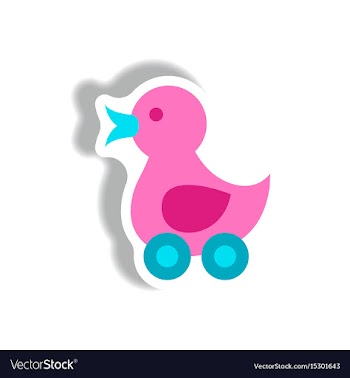 Stylish icon in paper sticker style duck toy vector image