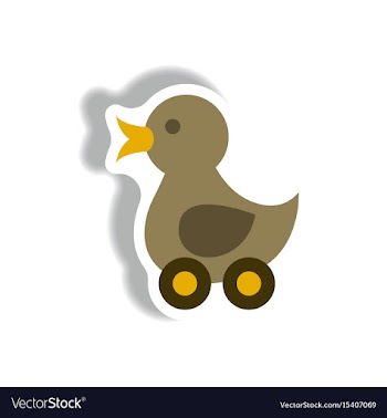 Stylish icon in paper sticker style duck toy vector image