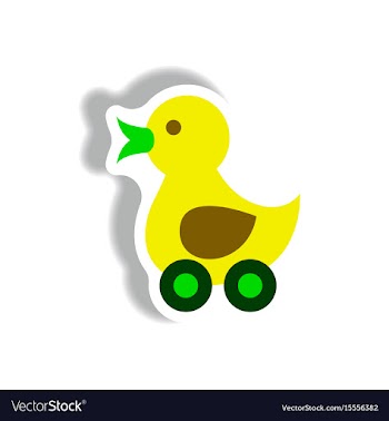 Stylish icon in paper sticker style duck toy vector image