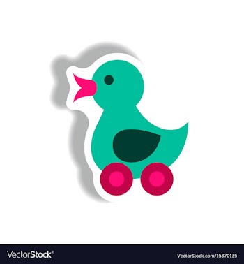 Stylish icon in paper sticker style duck toy vector image