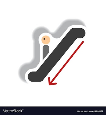 Stylish icon in paper sticker style escalator down vector image
