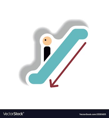 Stylish icon in paper sticker style escalator down vector image