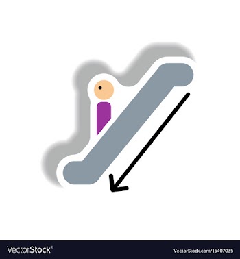 Stylish icon in paper sticker style escalator down vector image