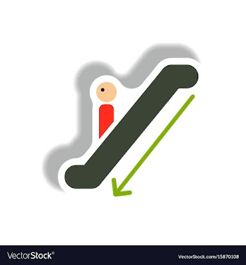 Stylish icon in paper sticker style escalator down vector image