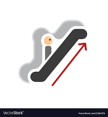 Stylish icon in paper sticker style escalator up vector image