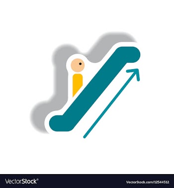 Stylish icon in paper sticker style escalator up vector image