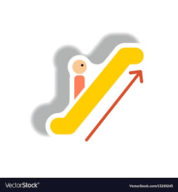 Stylish icon in paper sticker style escalator up vector image