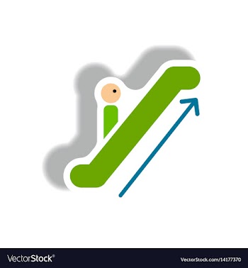 Stylish icon in paper sticker style escalator up vector image
