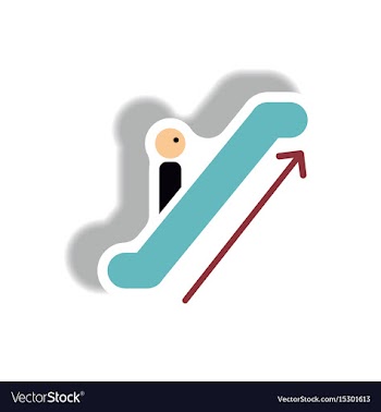 Stylish icon in paper sticker style escalator up vector image