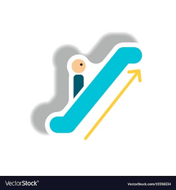 Stylish icon in paper sticker style escalator up vector image