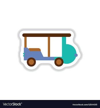 Stylish icon in paper sticker style excursion car vector image