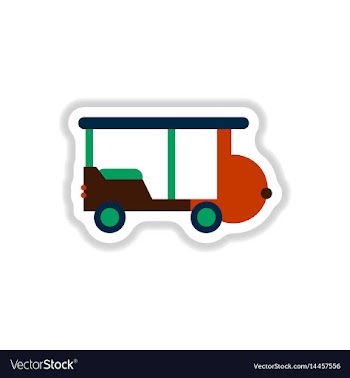 Stylish icon in paper sticker style excursion car vector image