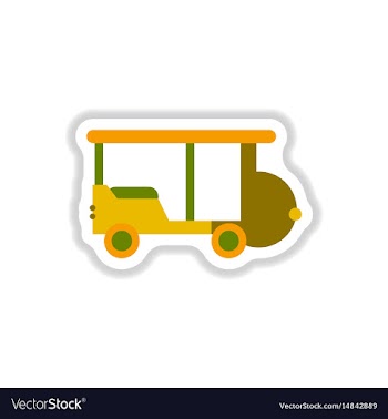 Stylish icon in paper sticker style excursion car vector image