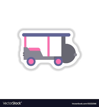 Stylish icon in paper sticker style excursion car vector image