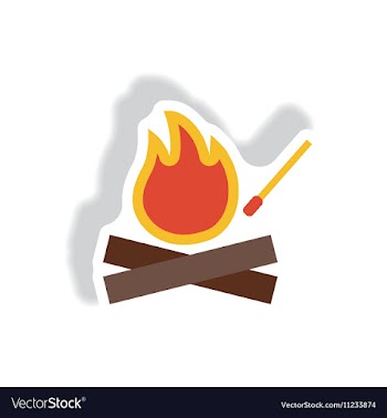 Stylish icon in paper sticker style fire and match vector image