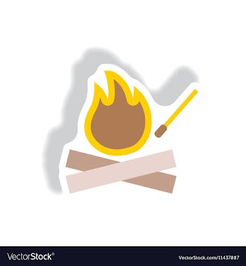 Stylish icon in paper sticker style fire and match vector image