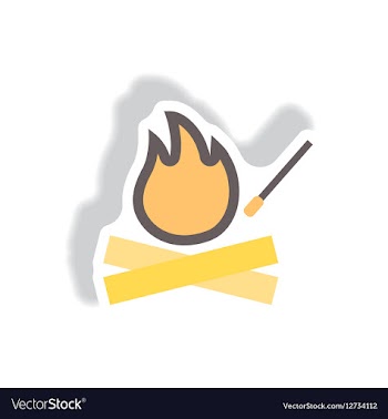 Stylish icon in paper sticker style fire and match vector image