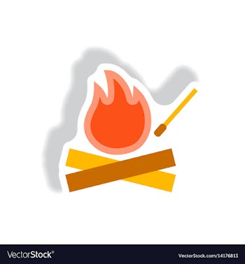 Stylish icon in paper sticker style fire and match vector image