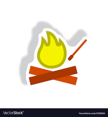 Stylish icon in paper sticker style fire and match vector image