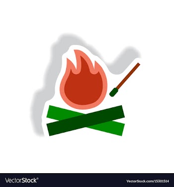 Stylish icon in paper sticker style fire and match vector image