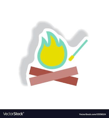 Stylish icon in paper sticker style fire and match vector image