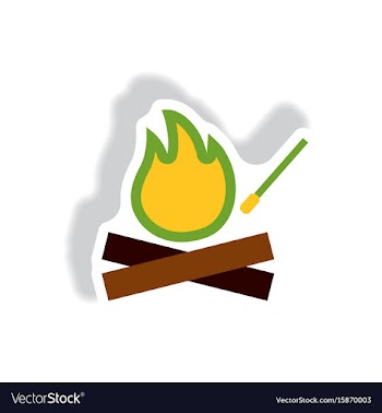 Stylish icon in paper sticker style fire and match vector image