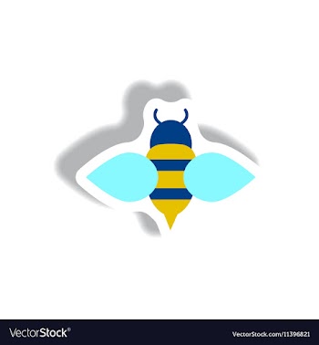 Stylish icon in paper sticker style Honey bee vector image