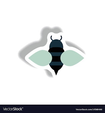 Stylish icon in paper sticker style honey bee vector image