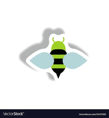 Stylish icon in paper sticker style honey bee vector image