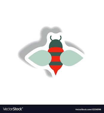 Stylish icon in paper sticker style honey bee vector image