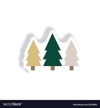 Stylish icon in paper sticker style Landscape Fir vector image