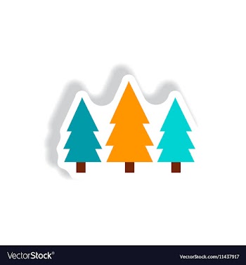Stylish icon in paper sticker style Landscape Fir vector image