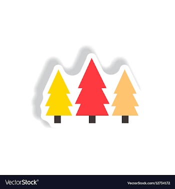 Stylish icon in paper sticker style Landscape Fir vector image