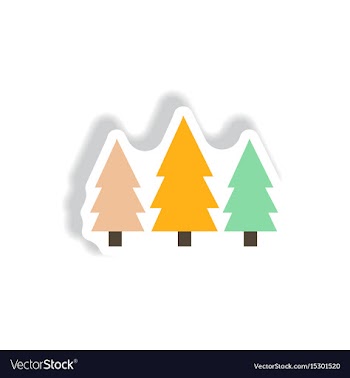 Stylish icon in paper sticker style landscape fir vector image