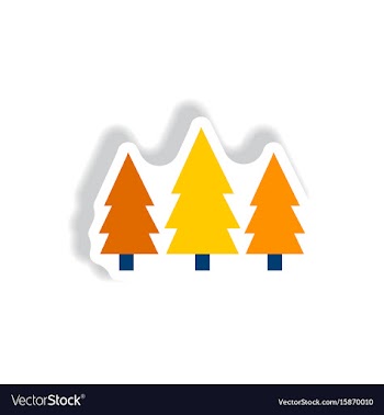 Stylish icon in paper sticker style landscape fir vector image