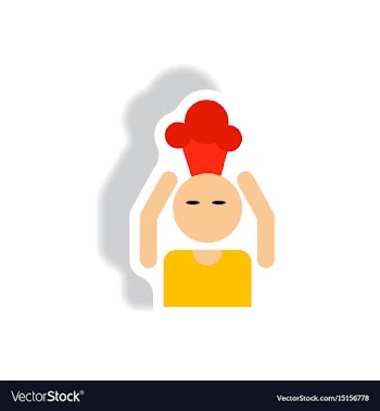 Stylish icon in paper sticker style man headache vector image