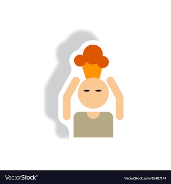 Stylish icon in paper sticker style man headache vector image