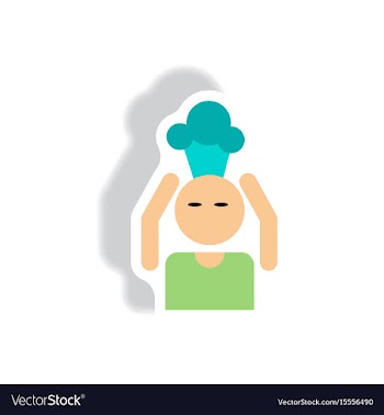 Stylish icon in paper sticker style man headache vector image