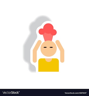 Stylish icon in paper sticker style man headache vector image