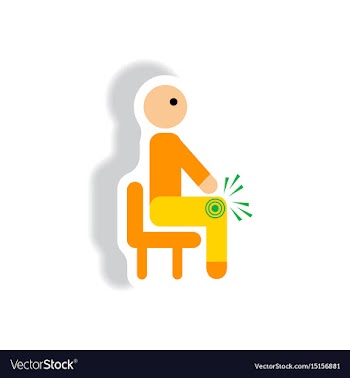 Stylish icon in paper sticker style man knee pain vector image