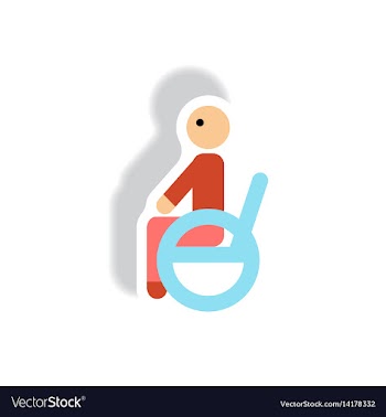 Stylish icon in paper sticker style man wheelchair vector image