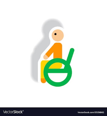 Stylish icon in paper sticker style man wheelchair vector image