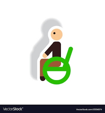 Stylish icon in paper sticker style man wheelchair vector image
