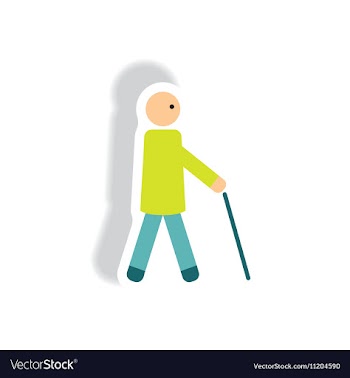 Stylish icon in paper sticker style man with stick vector image